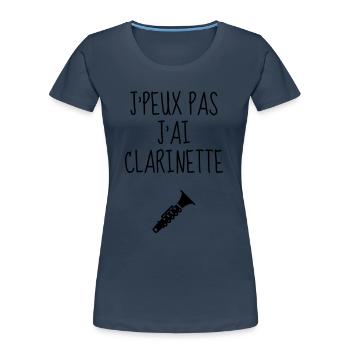 Clarinette Clarinettiste Musique Musicien Concert - T-shirt bio Premium Femme - bleu marine - Devant - Mia (176cm)