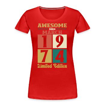 50e anniversaire cadeau mari génial mars 1974 - T-shirt bio Premium Femme - bleu marine - Devant - Mia (176cm)