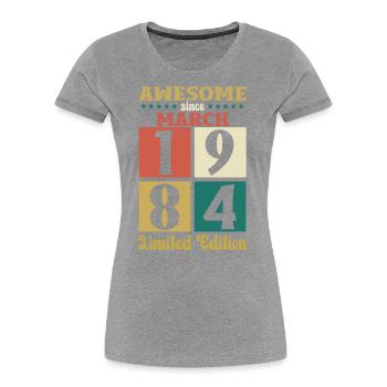 40e anniversaire cadeau mari génial mars 1984 - T-shirt bio Premium Femme - bleu marine - Devant - Mia (176cm)