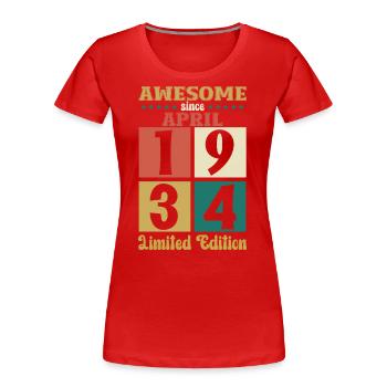 90e anniversaire cadeau mari avril Vintage 1934 - T-shirt bio Premium Femme - bleu marine - Devant - Mia (176cm)