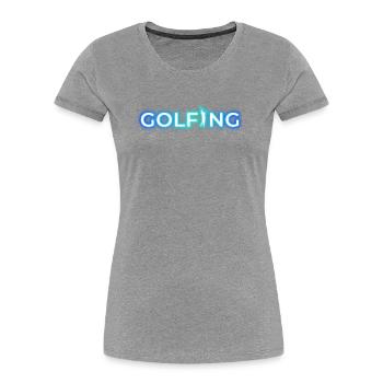 GOLF GOLFING 80s 90s NEON RETRO SPORT CLUB MOTIF - T-shirt bio Premium Femme - bleu marine - Devant - Mia (176cm)