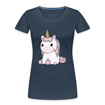 Idée cadeau Bébé Licorne - T-shirt bio Premium Femme - bleu marine - Devant - Mia (176cm)