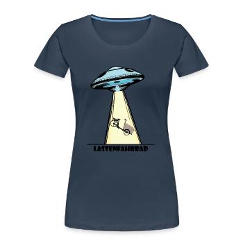 Ufo, Lastenfahrrad, Lastenrad, Cargobike, Aliens - Frauen Premium Bio T-Shirt - Navy - Vorne - Mia (176cm)