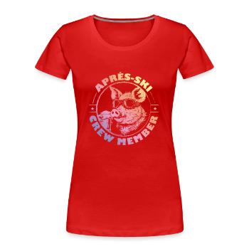 Cochon Après-Ski Cochon Équipe Dire Coloré - T-shirt bio Premium Femme - bleu marine - Devant - Mia (176cm)