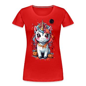 Kawaii gothique Licorne mystique Halloween sort - T-shirt bio Premium Femme - bleu marine - Devant - Mia (176cm)