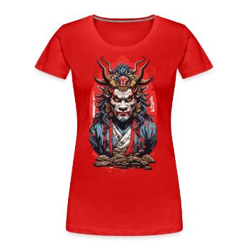 Yokai Ukiyo-e Retro Anime Kunststil - Frauen Premium Bio T-Shirt - Navy - Vorne - Mia (176cm)