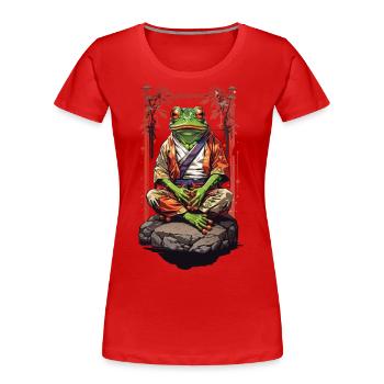 Spiritual Frog Meditation Art Aesthetics Yoga - Women's Premium Organic T-Shirt - navy - Front - Mia (176cm)
