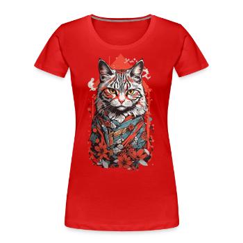 Retro Cats Color Woodblock Print Japan Cat Lover - Women's Premium Organic T-Shirt - navy - Front - Mia (176cm)