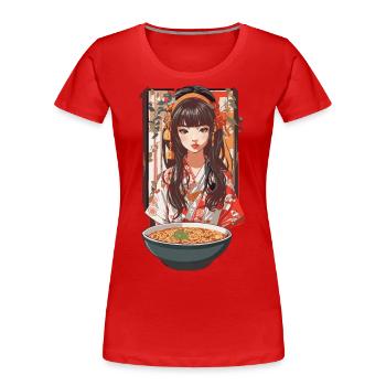 Ramen Ästhetik Retro Nudelsuppen Streetwear Design - Frauen Premium Bio T-Shirt - Navy - Vorne - Mia (176cm)