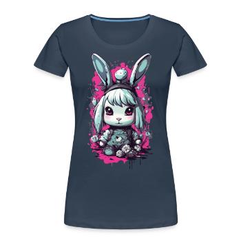 Goth Bunny Kawaii Pastel Gothic Design - Women's Premium Organic T-Shirt - navy - Front - Mia (176cm)