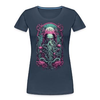 Occult Ghoul Kraken Monster Halloween Design - Women's Premium Organic T-Shirt - navy - Front - Mia (176cm)