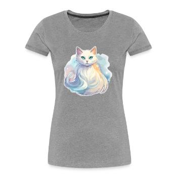 Mystic Ghost Cat Halloween - Women's Premium Organic T-Shirt - heather grey - Front - Mia (176cm)