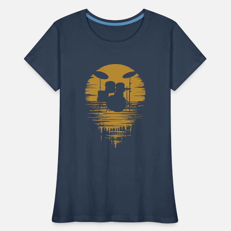 Drumset Silhouette Drums with Reflection Women's Premium Organic T-Shirt