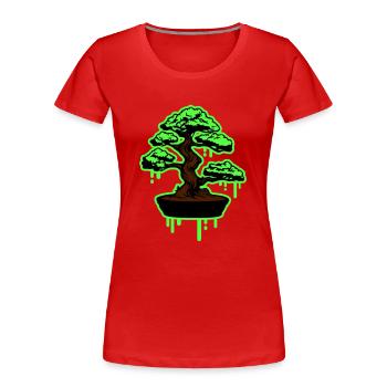 Symbole du bonsaï de l’arbre - T-shirt bio Premium Femme - bleu marine - Devant - Mia (176cm)