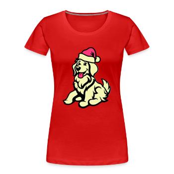 Chien Bande Dessinée Animal Noël - T-shirt bio Premium Femme - bleu marine - Devant - Mia (176cm)