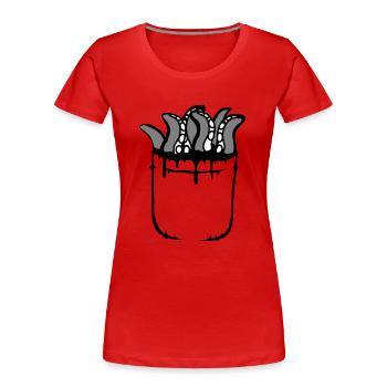 Tentacle Chest Pocket Octopus Monster Shirt Bag - Women's Premium Organic T-Shirt - navy - Front - Mia (176cm)