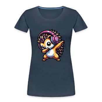 Dabbing Igel - Frauen Premium Bio T-Shirt - Navy - Vorne - Mia (176cm)