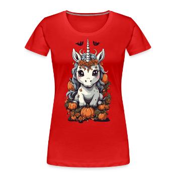 Mignon Halloween Licorne et conception de citrouille - T-shirt bio Premium Femme -  - Devant - Mia (176cm)