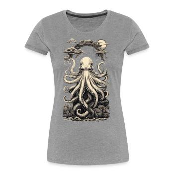 Retro Octopus Japanese Sea Depth Design Style - T-shirt bio Premium Femme - bleu marine - Devant - Mia (176cm)