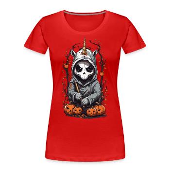 Kawaii Unicorn Grim Reaper Halloween Spell - Women's Premium Organic T-Shirt - navy - Front - Mia (176cm)