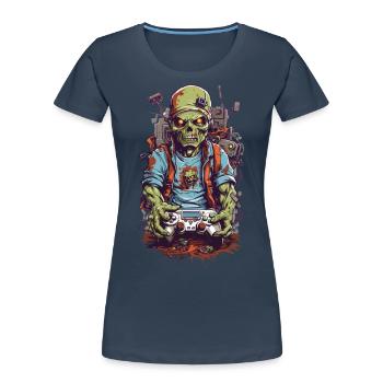 Zombie Gamer Ultimate Halloween Gaming Design - Women's Premium Organic T-Shirt - navy - Front - Mia (176cm)