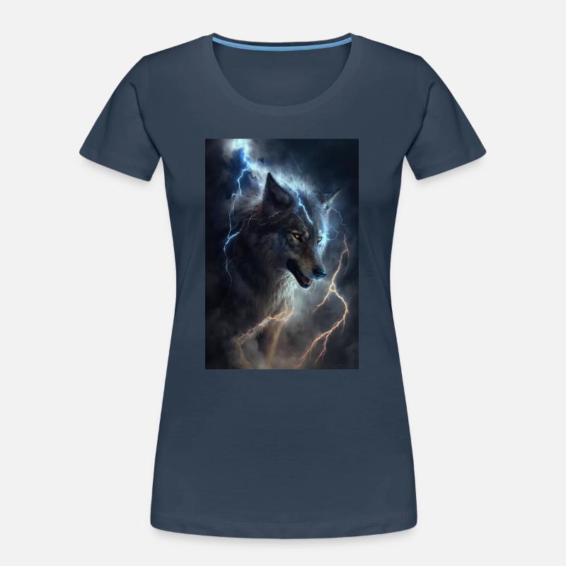 Wolf Blitz Thunder Epic Cool Epic Wolves - T-shirt bio Premium Femme - bleu marine