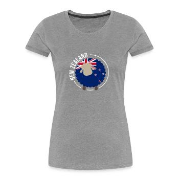 Ovins néo-zélandais Pavillon Cadeau - T-shirt bio Premium Femme - bleu marine - Devant - Mia (176cm)