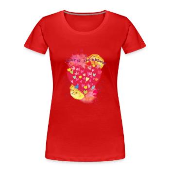 L’amour est la réponse. - T-shirt bio Premium Femme - bleu marine - Devant - Mia (176cm)