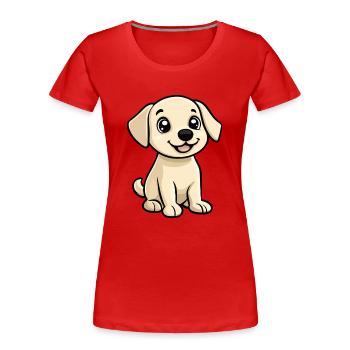 Labrador Chien Bande Dessinée Mignon - T-shirt bio Premium Femme - bleu marine - Devant - Mia (176cm)