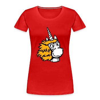 Licorne heureux sourire amical bande dessinée dessin animé - T-shirt bio Premium Femme - bleu marine - Devant - Mia (176cm)