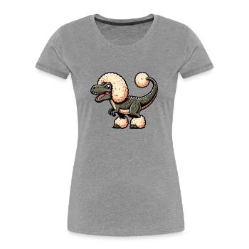 Caniche T-Rex Fusion Cartoon - T-shirt bio Premium Femme - bleu marine - Devant - Mia (176cm)