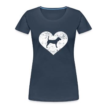 Beagle - Frauen Premium Bio T-Shirt - Navy - Vorne - Mia (176cm)