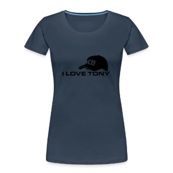 J'AIME TONY - T-shirt bio Premium Femme - bleu marine - Devant - Mia (176cm)