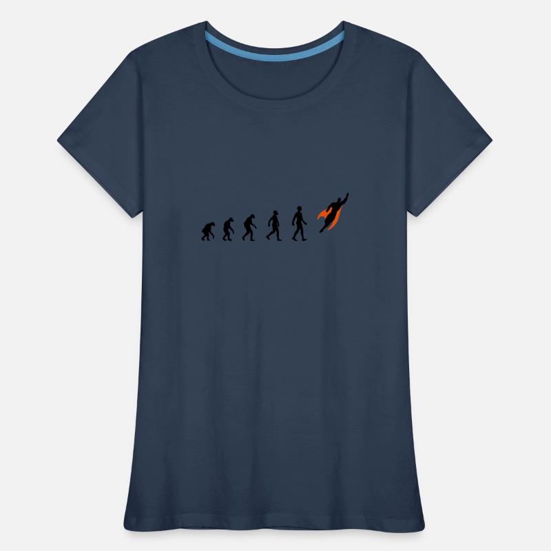 Evolution, super, held, Superhelden, darwin, Frauen Premium Bio T-Shirt