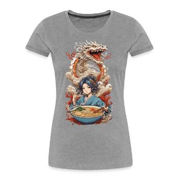 Ukiyo-E Ramen & Dragon Anime Aesthetic - Women's Premium Organic T-Shirt - navy - Front - Mia (176cm)