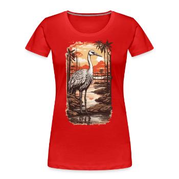 African Stork Aesthetic & Nature Bird Design - Women's Premium Organic T-Shirt - navy - Front - Mia (176cm)