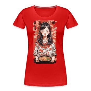 Japanese Ramen Soups Girl Ukiyo-E Style - Women's Premium Organic T-Shirt - navy - Front - Mia (176cm)