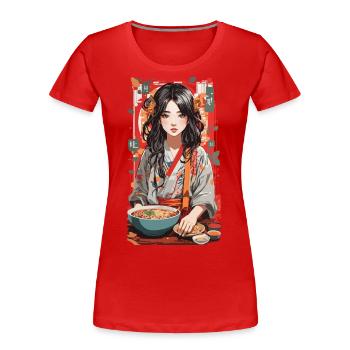 Ramen Anime Popart Japanische Nudelsuppe - Frauen Premium Bio T-Shirt - Navy - Vorne - Mia (176cm)