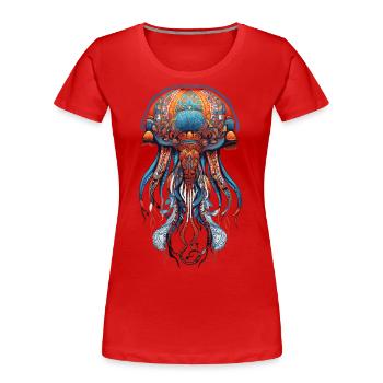 Jellyfish Sea Mandala Meditation Spirituality - Women's Premium Organic T-Shirt - navy - Front - Mia (176cm)
