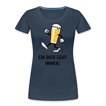 XEin Bier Geht Immer! (Bierchen / Cartoon Lustig) - Frauen Premium Bio T-Shirt - Navy - Vorne - Mia (176cm)