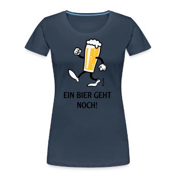 XEin Bier Geht Noch! (Bierchen / Cartoon / Lustig) - Frauen Premium Bio T-Shirt - Navy - Vorne - Mia (176cm)
