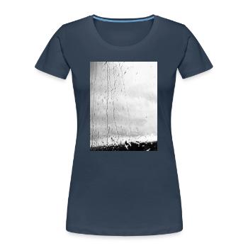 Regen auf Glas Monochrom - Frauen Premium Bio T-Shirt - Navy - Vorne - Mia (176cm)