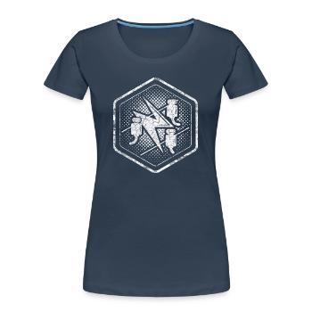 Zunftzeichen Elektriker Hexagon im used Look - Frauen Premium Bio T-Shirt - Navy - Vorne - Mia (176cm)