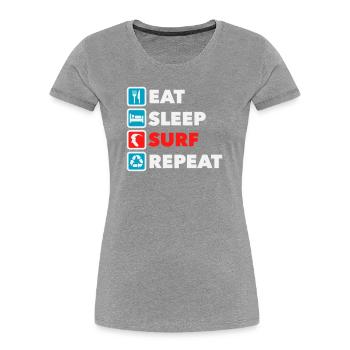 Eat Sleep Surf Repeat - Women's Premium Organic T-Shirt - navy - Front - Mia (176cm)