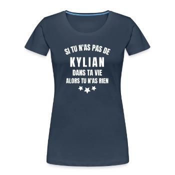 Kylian, prénom Kylian, anniversaire Kylian - T-shirt bio Premium Femme - bleu marine - Devant - Mia (176cm)