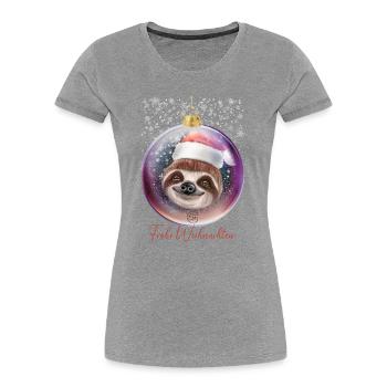 Frohe Weihnachten Weihnachtsoutfit Faultier - Frauen Premium Bio T-Shirt - Navy - Vorne - Mia (176cm)