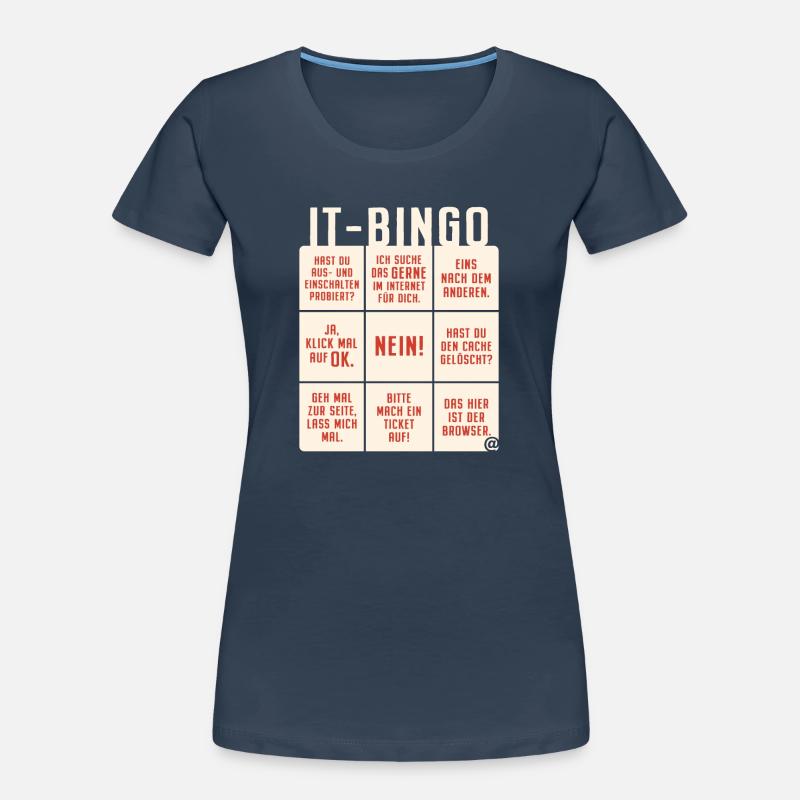 IT Support Bingo Service Desk IT Helpdesk Sysadmin - Frauen Premium Bio T-Shirt - Navy