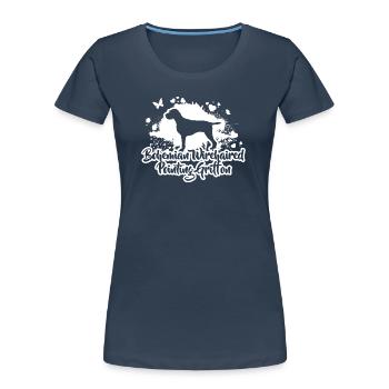 BOHÊME GRIFFON POINTANT GRIFFON Chien Wilsigns - T-shirt bio Premium Femme - bleu marine - Devant - Mia (176cm)