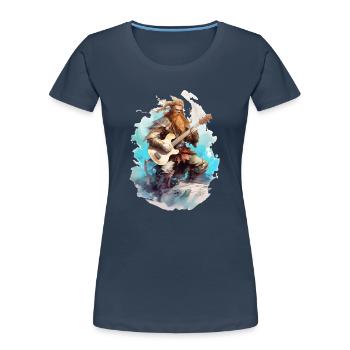 Viking Guitar Rocker Musicien Guitariste - T-shirt bio Premium Femme - bleu marine - Devant - Mia (176cm)
