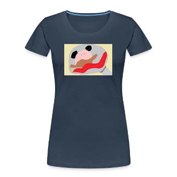 Panda mit roter Zunge - Frauen Premium Bio T-Shirt - Navy - Vorne - Mia (176cm)
